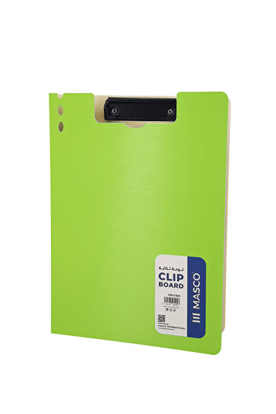 MASCO A4 Pressboard Clip File Folder with Strong Metal Clip, Green