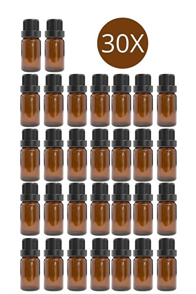 Evove Cosmetics 30 Adet 10cc Amber Renk Cam Şişe, Uçucu Yağ Şişesi boş Içten