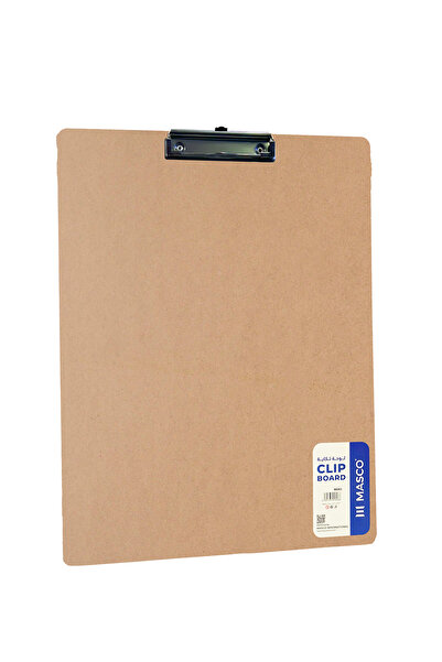 MASCO A3 MDF Wooden Clip Board with Strong Metal Clip, Natural Brown