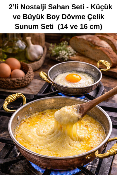 MODA 2-Piece Forged Steel Nostalgia Tableware Kitchen Meat and Egg Cooking Pa...