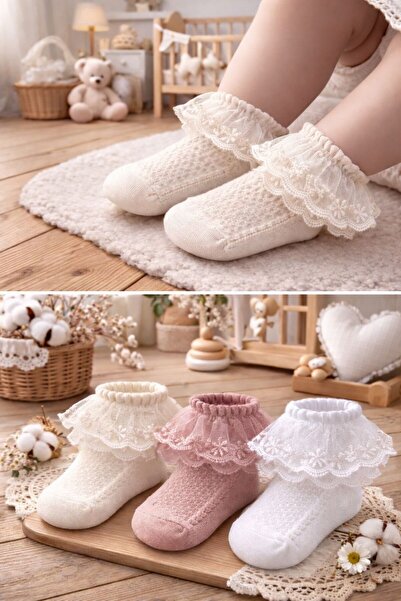 Pico Baby Organic Cotton Premium 3-Piece Baby Tulle Socks - Perfumed and Wash...