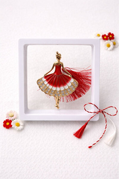 JOLIE Martisor Brooch 5 cm, Ballerina in a red dress