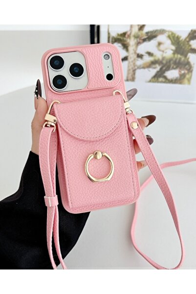 KILIF HOUSE iPhone 14 Compatible Leather Case with Ring Detail and Strap Wallet