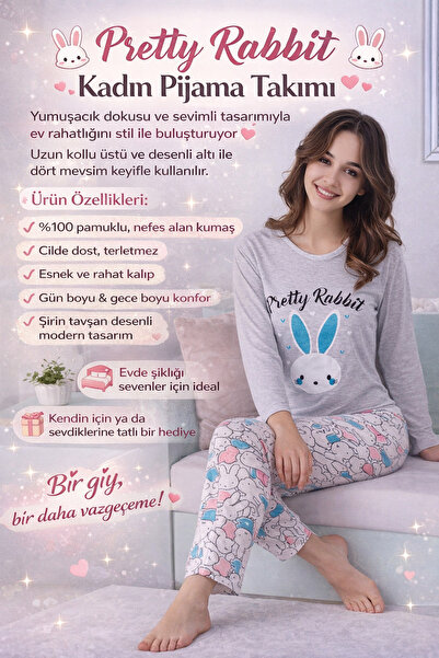 BİGAMTEKSTİL طقم بيجامة أرنب لطيف