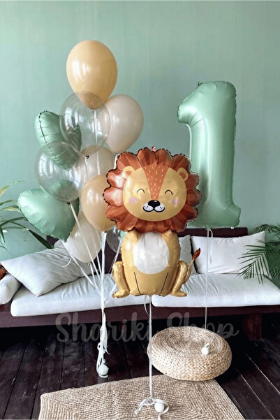 Bunloon Retro Color 1 Year Old Lion Themed 10 Piece Balloon Set