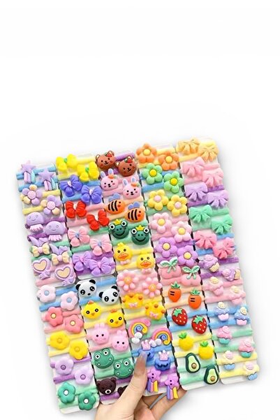 SHEKER HOME Kız Çocuk & Kız Bebek Karışık Renkli Figürlü Lastik Toka Seti 10 ...