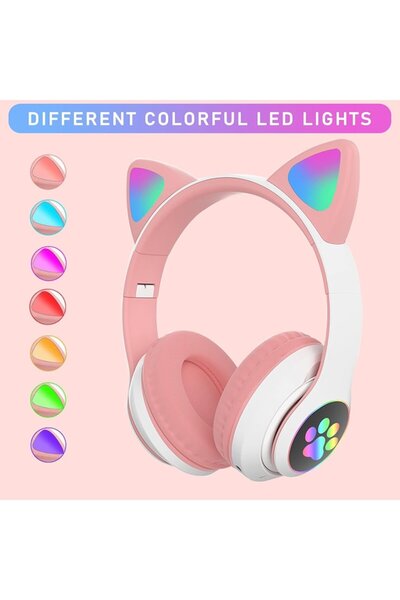 carrlinechoo Căști wireless cu urechi de pisică