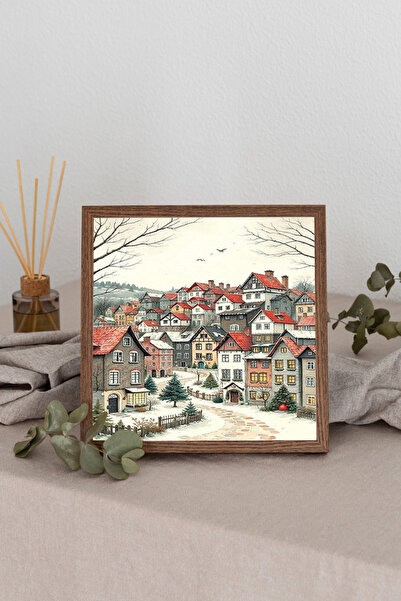 Dekorsiahome Ahşap Çerçeveli Kare Tablo TK3354