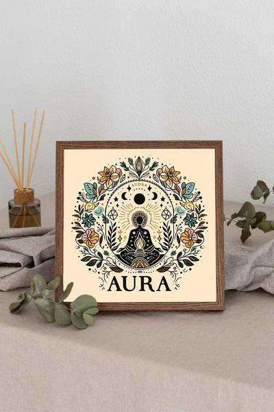 Dekorsiahome Tablou pătrat cu ramă din lemn TK3388