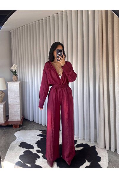 ALVOR Women's Wrinkled Fabric Shirt and Pants Set - Oversized Crinkle Texture...