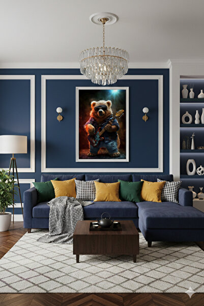 BLT DİZAYN Modern Glass Table with Rockstar Bear Design