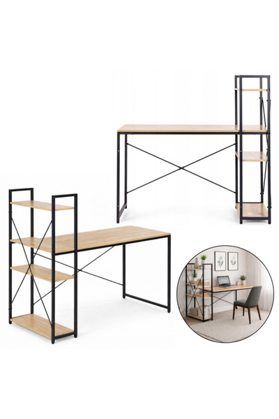 JollyMag Office table with side shelf brown, 120x60 cm, JollyMag, STL24JBR