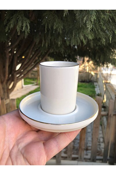 SARE Gilded 2-Piece Single (1) Person Porcelain Coffee Cup Set Off-White