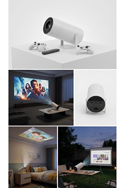 FaroxTech Akıllı Projeksiyon Cihazı 1080P Full HD 3D Oyun Uyumlu Telefon ve T...
