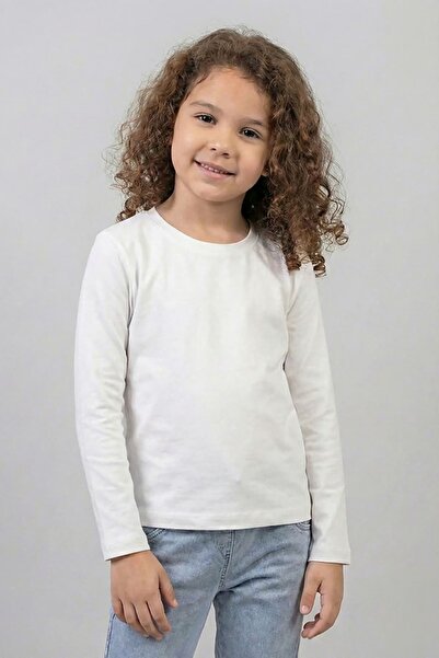 ww waka waka kids store Girl's Crew Neck Long Sleeve Basic Combed Cotton T-Shirt