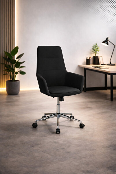 N.zone Luxury Executive Office Chair, Black Fabric - Adjustable Height with C...