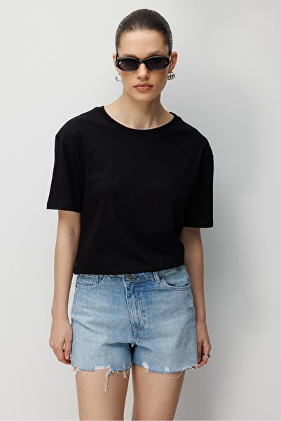 Mixray 4851 Women's Oversize Fit Crew Neck Basic T-Shirt Black