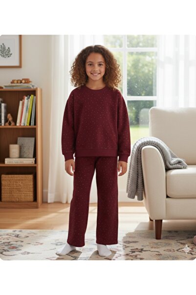 BEGONYA BEBECE KIDS Double Cotton Set with Two Straps and Stone Embroidery, S...