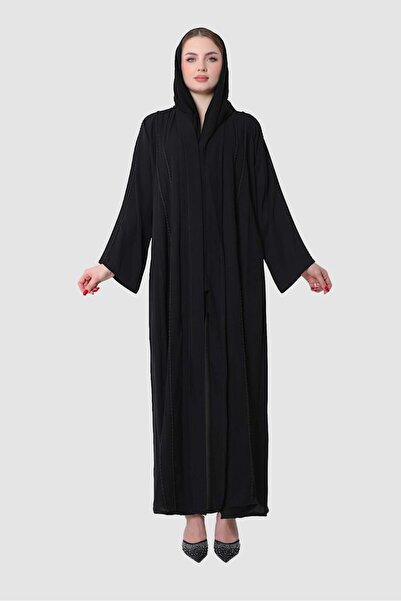mothhela Stylish half-circle wrap abaya in black