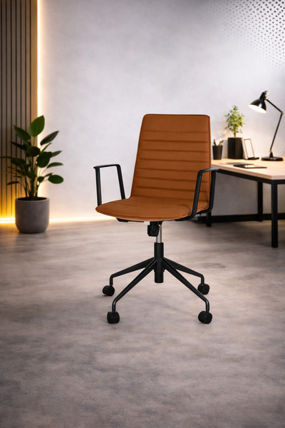 N.zone Modern office chair "Cognac Ergo Pro" - Model B2483 COGNAC