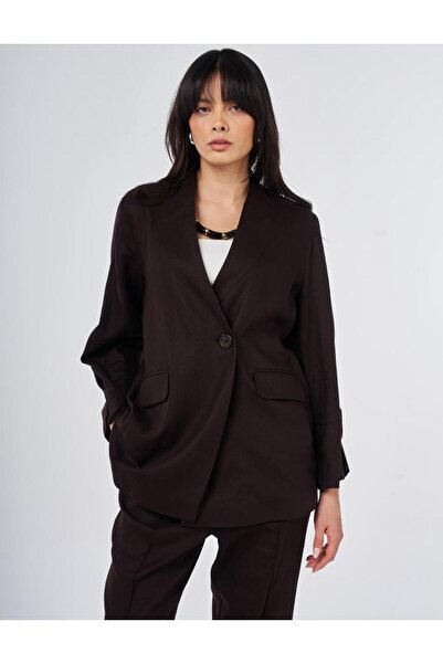 Kayra Kapak Cepli Lyocell Keten İkili Takım Koyu Kahve 16037