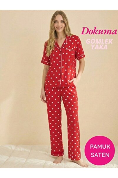 seamlife Women's Masculine Front Buttoned Shirt Collar Woven Cotton Satin Che...