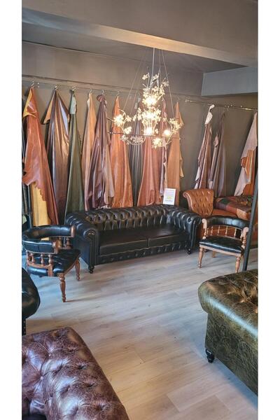 3A Mobilya HAKİKİ İTALYAN DERİ CHESTERFİELD TAKIMI 3+1+1