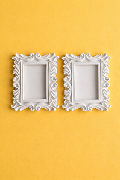 Tilekey Seramik Taş Tozu Rokoko Vintage Dekoratif Çerçeve 2’li Set