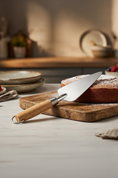 Vadi Stainless Steel Pastry Spatula Cake Cutting Knife with Wooden Handle