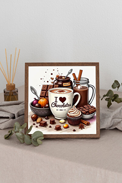 Dekorsiahome لوحة مربعة بإطار خشبي TK3366