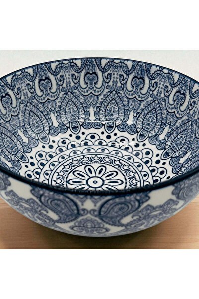 AKDC Che Brucia Ceramic Round Bowl 6.8", Blue Floral Pattern