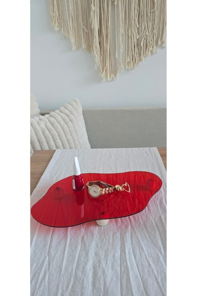 MUJA DEC 30X19 cm Red Acrylic Decorative Presentation Tray – Object Presentat...