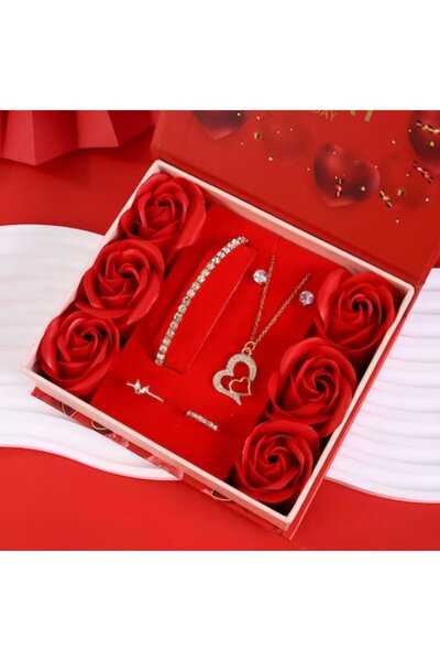 OricareFain Set cadou pentru doamne, trandafiri de săpun, colier cu pandantiv...