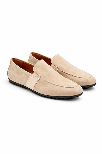 Ahmed Hamdi Bey Tim Beige Suede Men's Leather Shoes