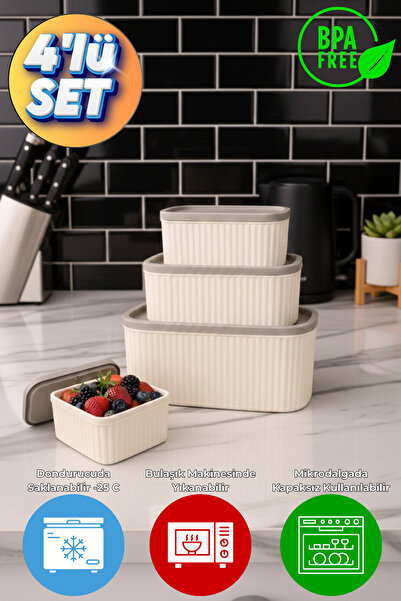 almital mobilya aksesuarları furniture accessories Seiri 4-Piece Food Storage...