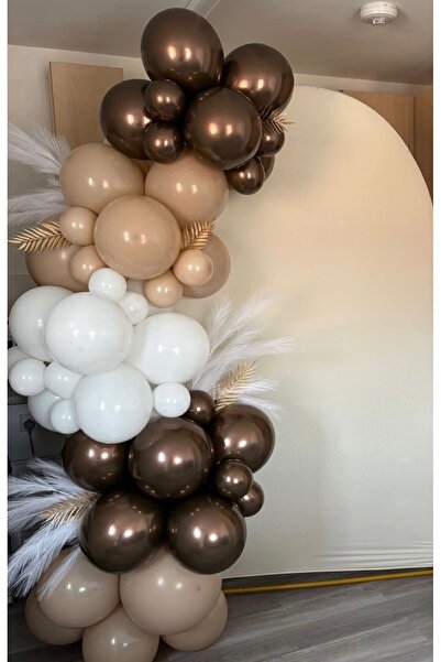 Çemrek Süs Parti White Milk Coffee Chrome Coffee Balloon Chain Set of 100
