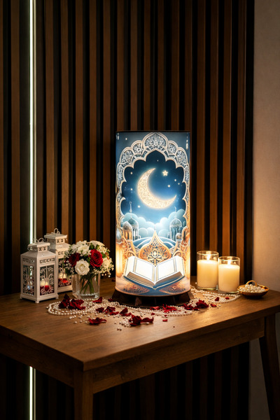 OMATEK SMART TECHNOLOGIES 🌙   Led Table Lamp with Quran and Crescent Pattern...