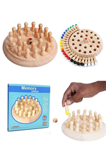Premium لعبة شطرنج الذاكرة الخشبية مع أوتاد ونرد - للأطفال من عمر 36 عامًا فم...