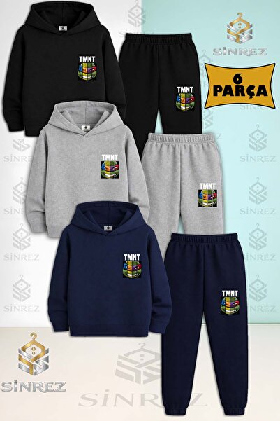 SİNREZ Set de trening cu glugă pentru copii, unisex, NINJA KAPLUMBAGA ALT UST...