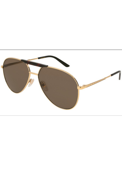 Gucci GG0242S 002 Erkek Güneş Gözlüğü - Altın Çerçeve Kahverengi Cam