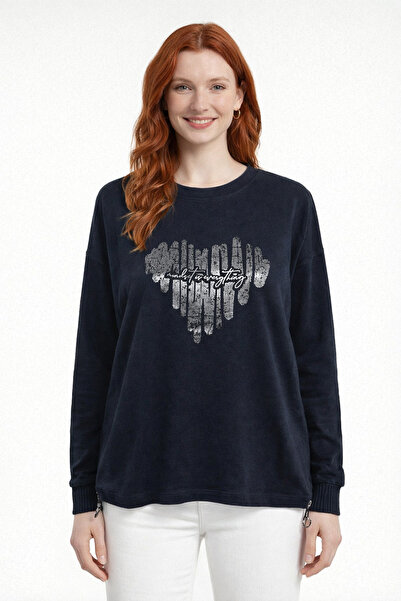 Neden Tekstil Black Waist-Tightened Printed Knit Sweater