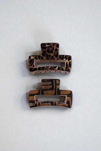 VERA HOUSE Pack of 2 Leopard Patterned Mini Size Latch Buckle