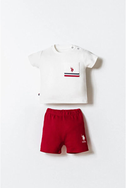 U.S. Polo Assn. U.S.Polo Assn Usb2867 White-Red Baby Boy Shorts Set