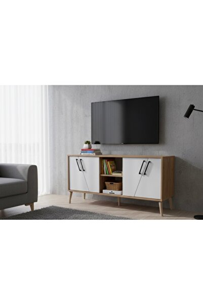 Senna Mobilya KAHVERENGİ BEYAZ TV Konsolu 140cm