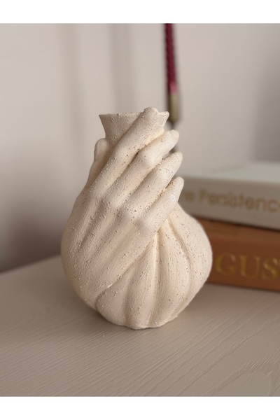 Düşler El Yapımı Traverten Dokulu Dekoratif Vazo – Minimal Modern Tasarım