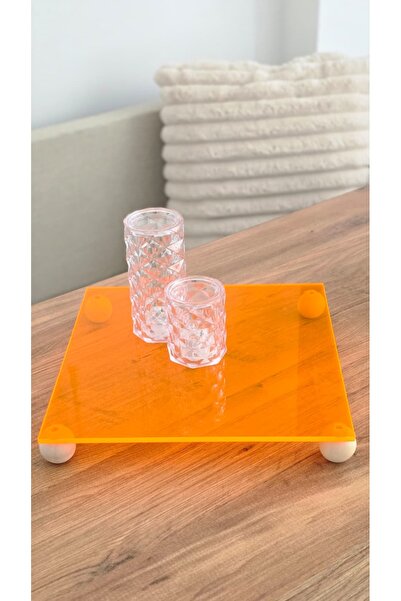 MUJA DEC 25 cm Orange Acrylic Decorative Presentation Tray – Object Presentat...