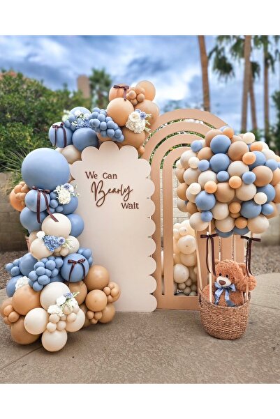 Çemrek Süs Parti Glass Blue Desert Sand Retro White Balloon Chain Set of 100