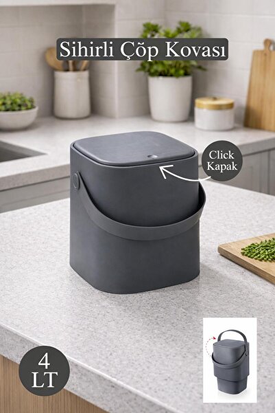 Funny Life 4 Litre Sihirli Click Kapaklı İçi Kovalı Çöp Kovası - Banyo , Mutf...