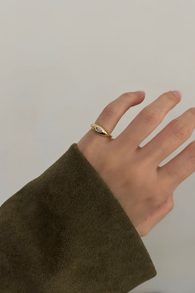 Okko Store خاتم إبهام قابل للتعديل مرصع بالأحجار الكريمة