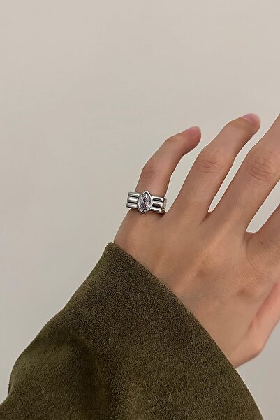 Okko Store Solitaire Drop Little Finger Adjustable Ring